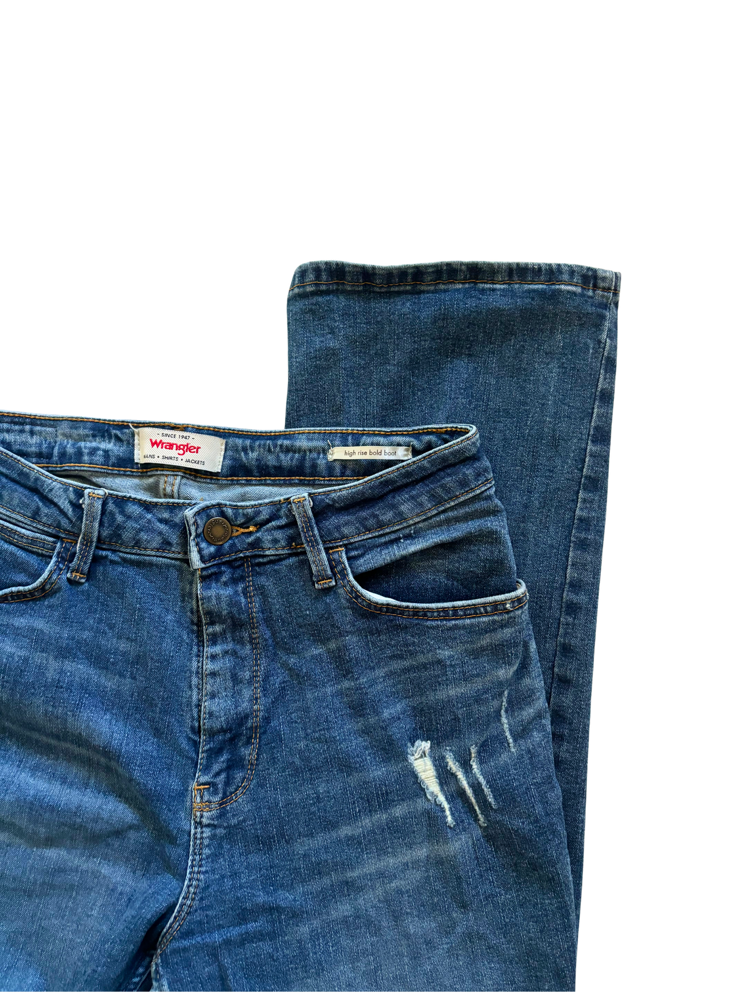 Wrangler Distressed Bold Boot Jeans (8 x 32)