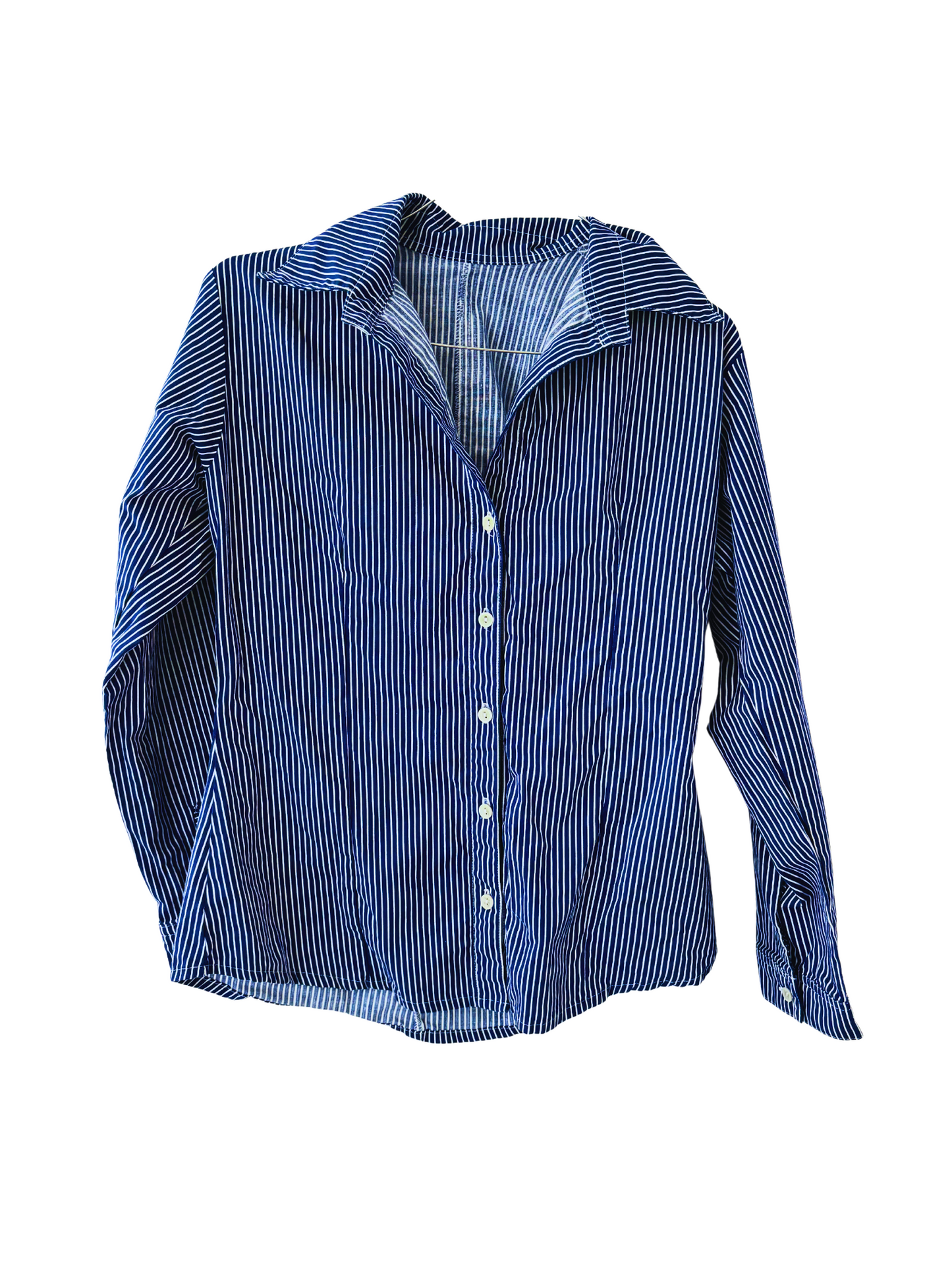Navy Pinstripe Button Up (S/M)