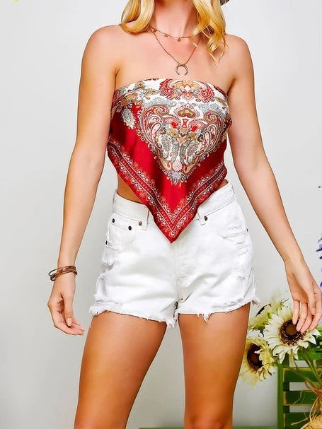 Bandana Tube Top (Red, M)