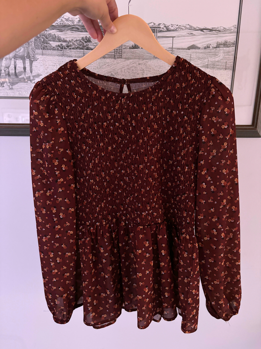 Rodeo Rose Peplum top (M/L)