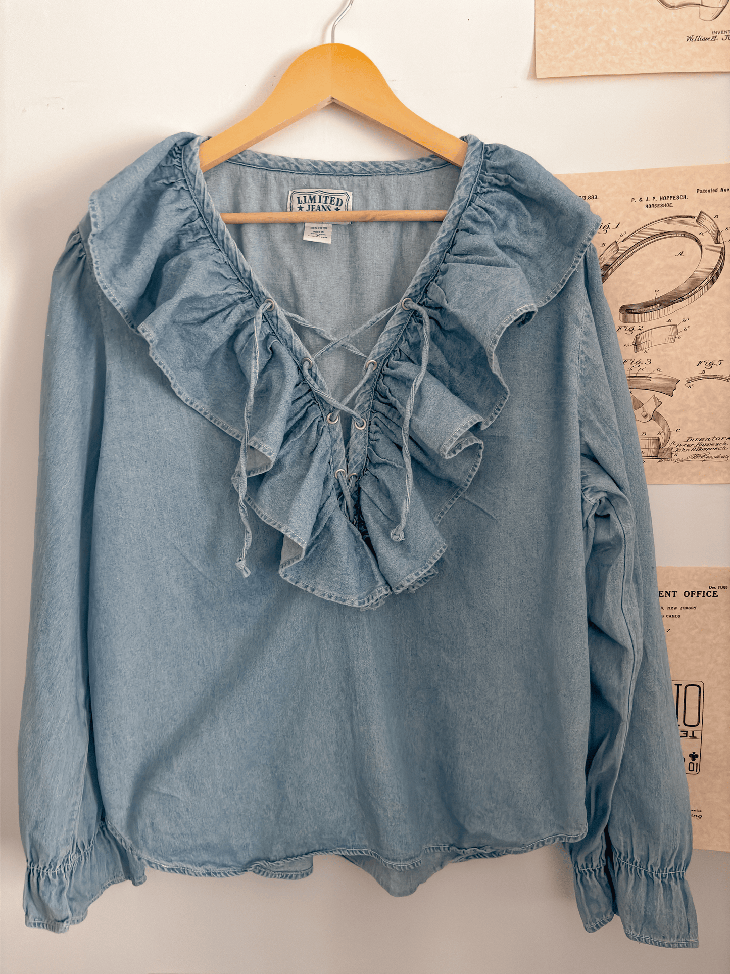 Denim Frills Blouse (L/XL)
